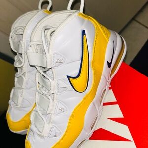 Nike White and Yellow High-Top Sneakers